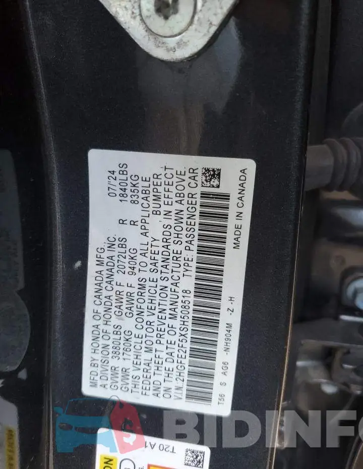 2HGFE2F5XSH508518 Photo# 12