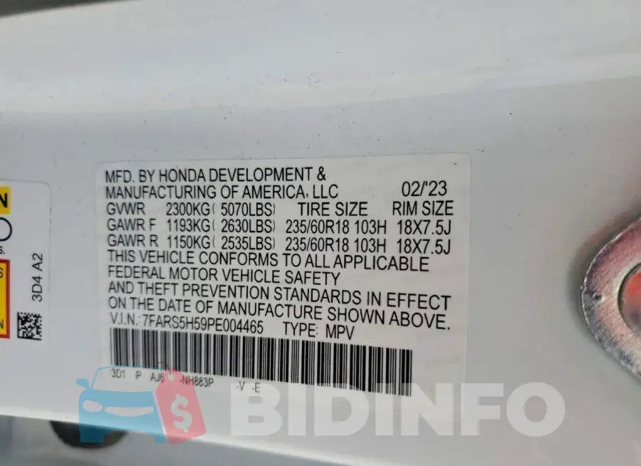 7FARS5H59PE004465 Photo# 14