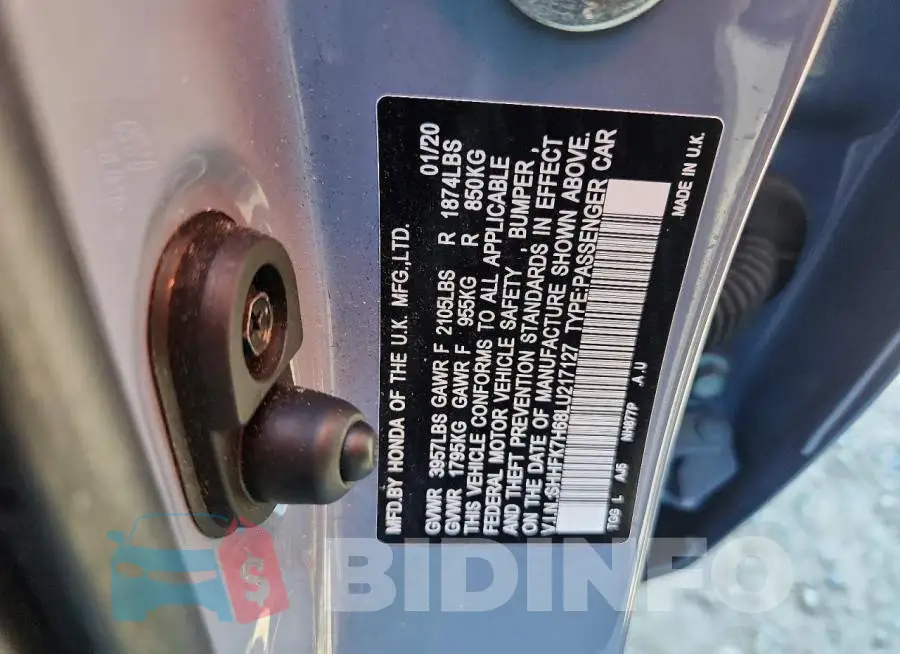 SHHFK7H68LU217127 Photo# 12
