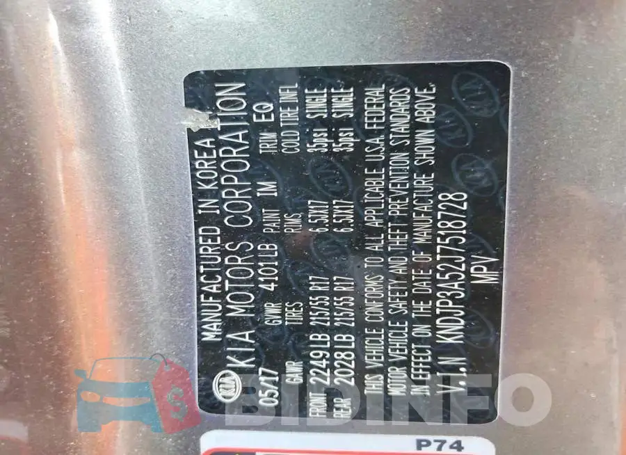 KNDJP3A52J7518728 Photo# 13
