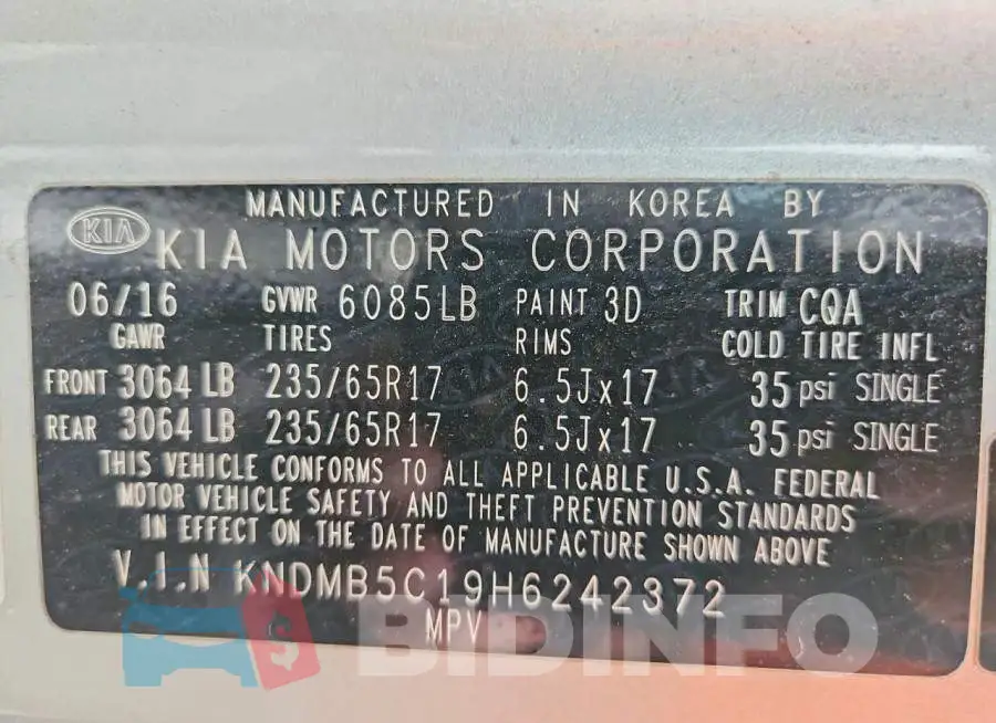 KNDMB5C19H6242372 Photo# 13