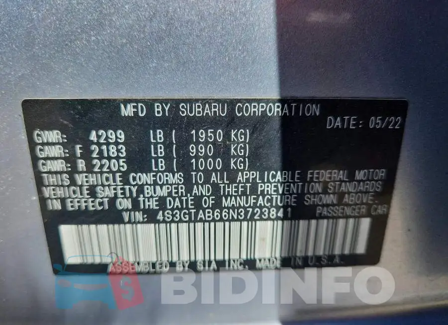 4S3GTAB66N3723841 Photo# 13