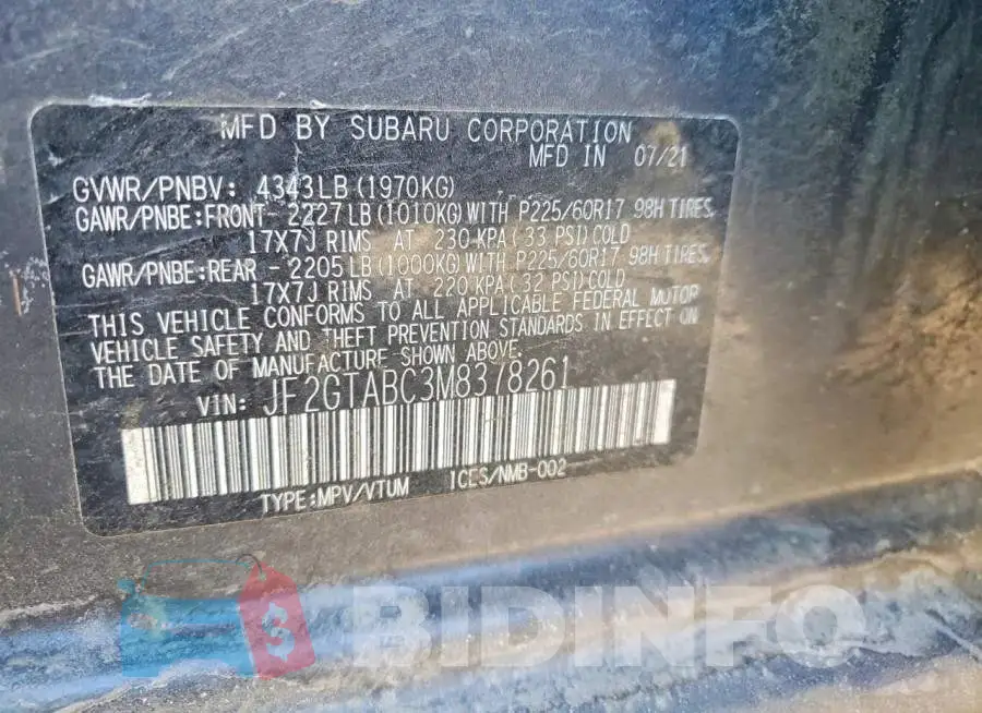 JF2GTABC3M8378261 Photo# 13