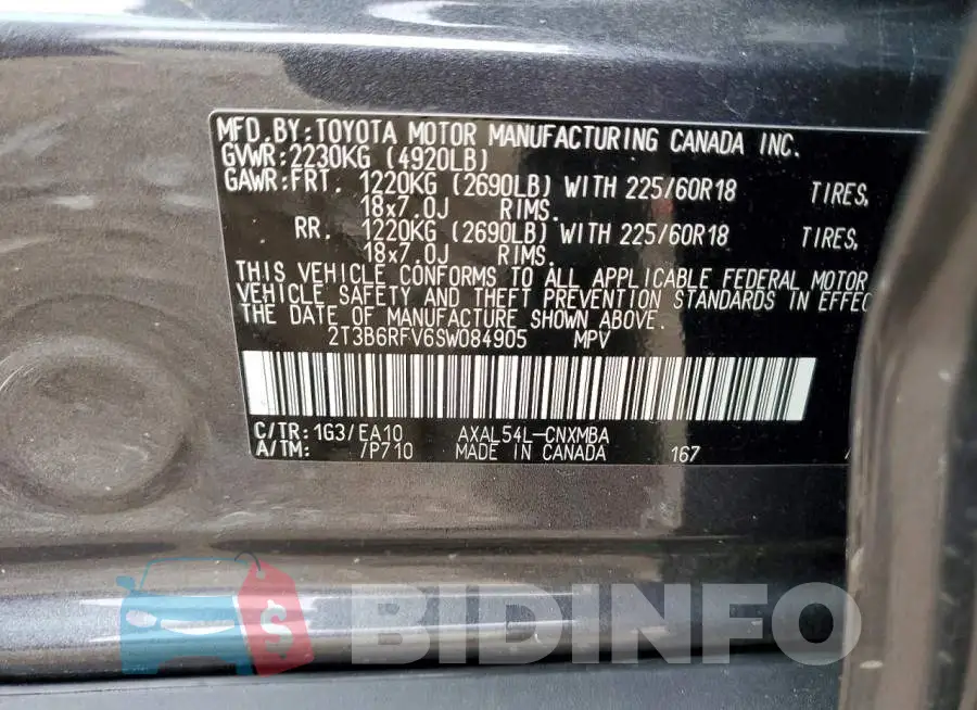 2T3B6RFV6SW084905 Photo# 13
