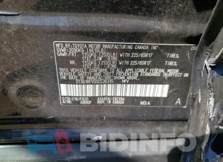 2T3G1RFV3SC536315 Photo# 12