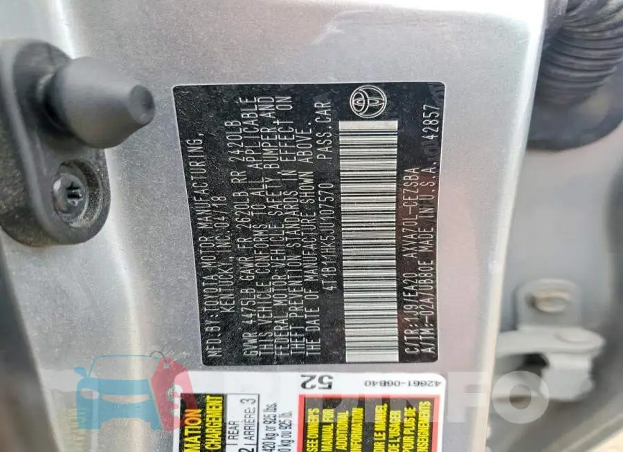 4T1B11HK5JU107570 Photo# 12