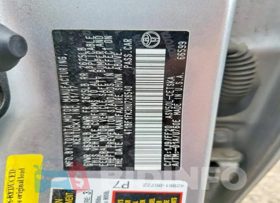 4T1BF1FK3HU726540 Photo# 12