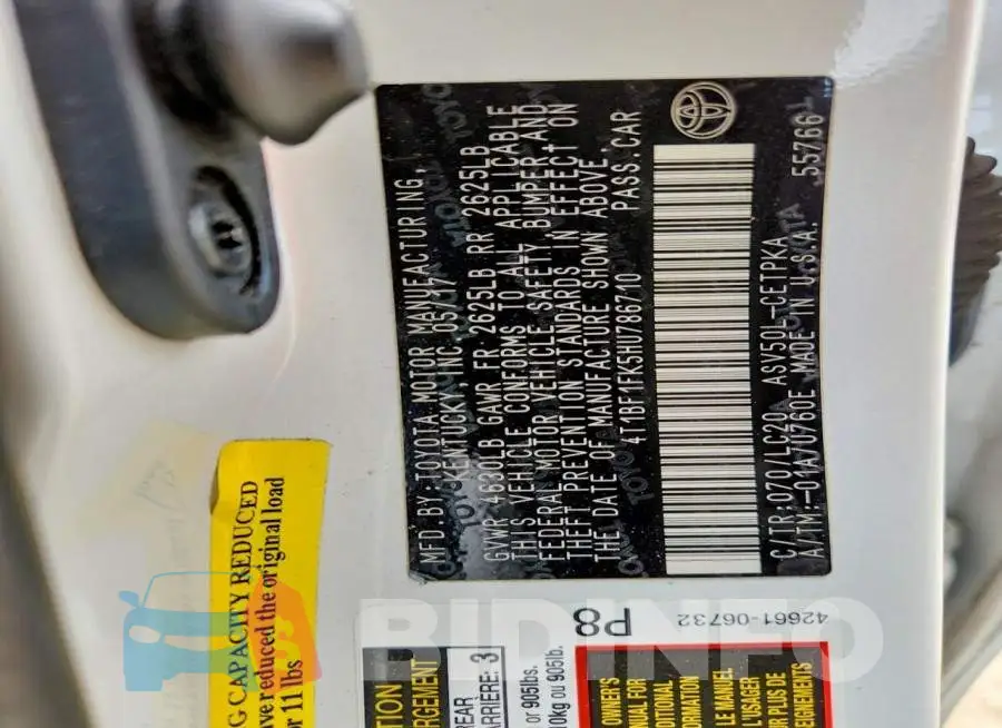 4T1BF1FK5HU786710 Photo# 12