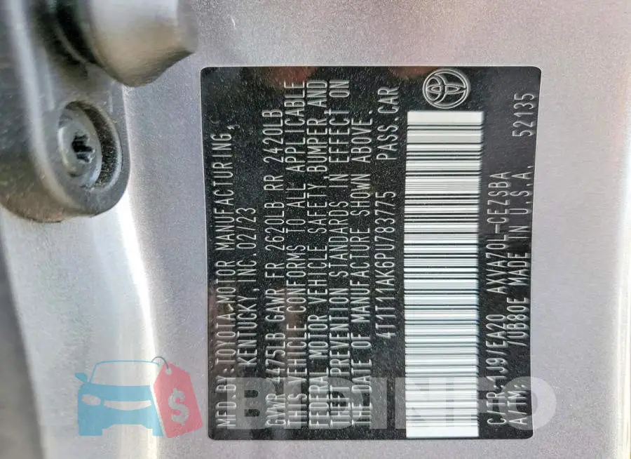4T1T11AK6PU783775 Photo# 12