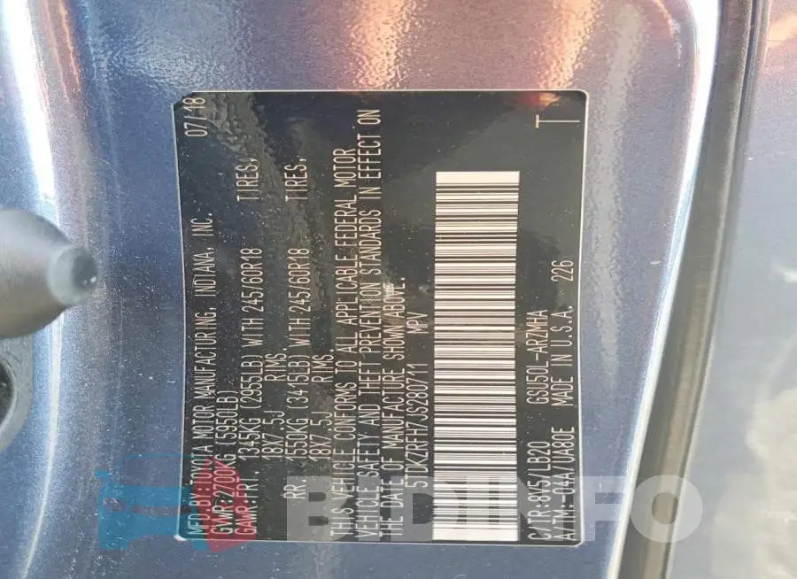5TDKZRFH7JS280711 Photo# 13