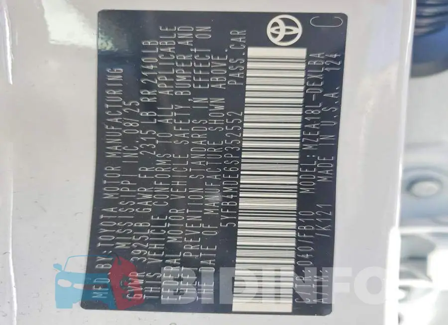 5YFB4MDE6SP352552 Photo# 13