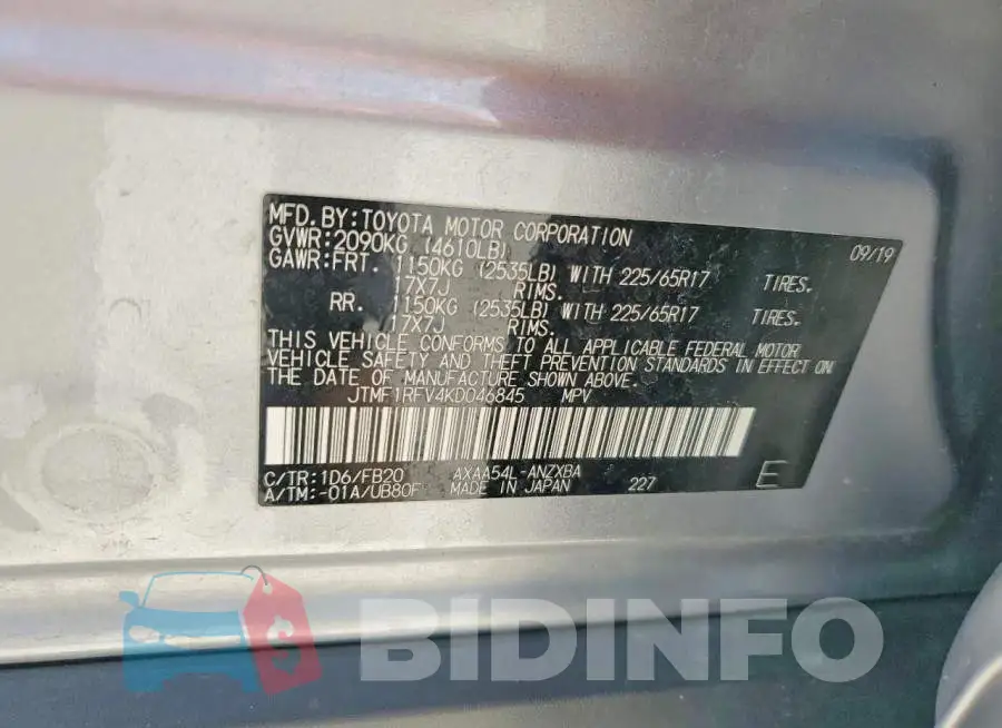 JTMF1RFV4KD046845 Photo# 13