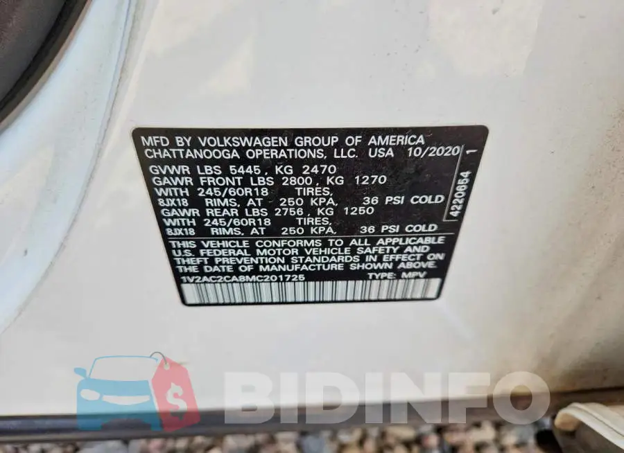 1V2AC2CA8MC201725 Photo# 13