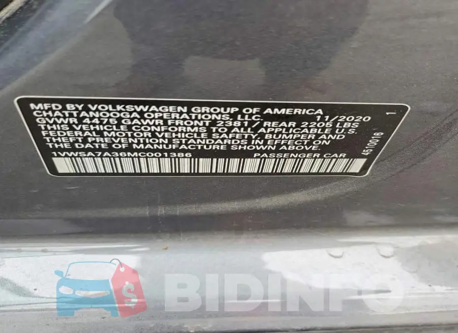 1VWSA7A36MC001386 Photo# 12