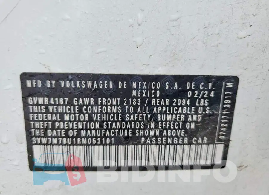 3VW7M7BU1RM053101 Photo# 12