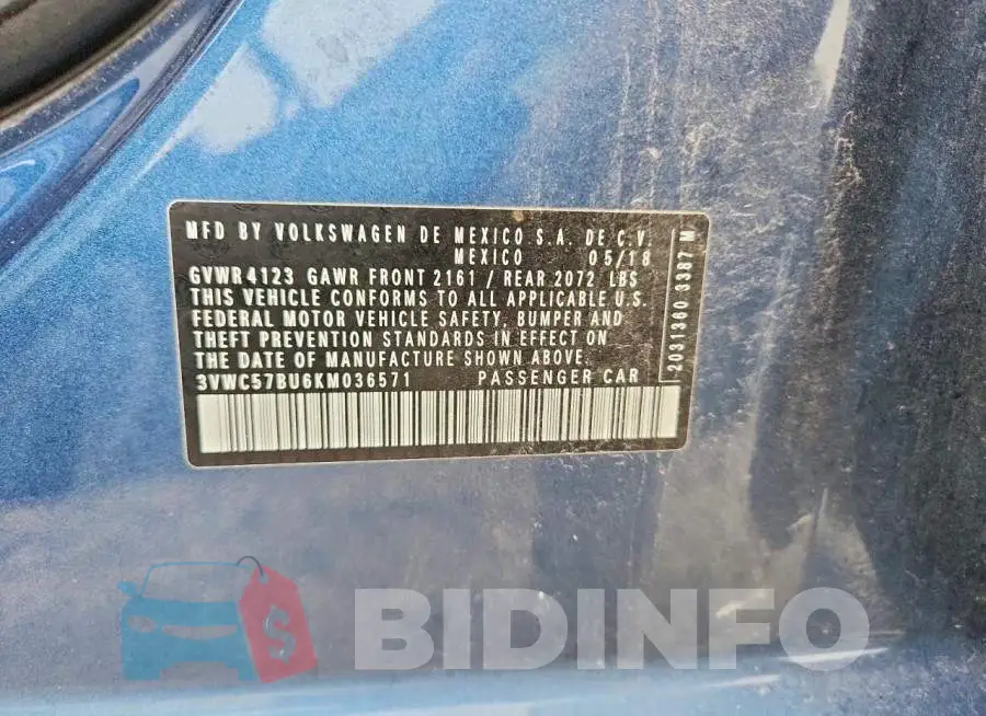 3VWC57BU6KM036571 Photo# 12