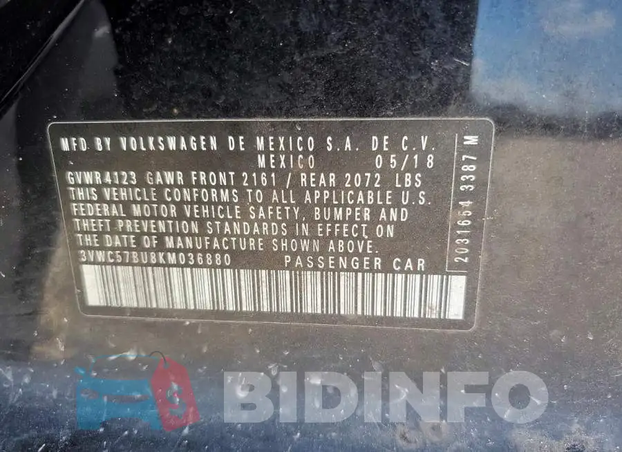 3VWC57BU8KM036880 Photo# 12