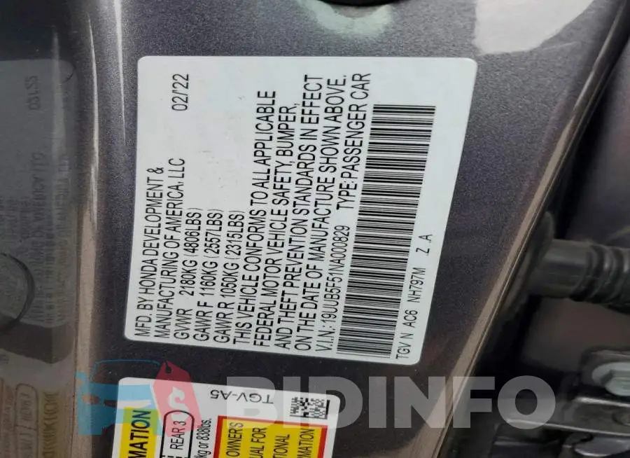 19UUB5F51NA000829 Photo# 12
