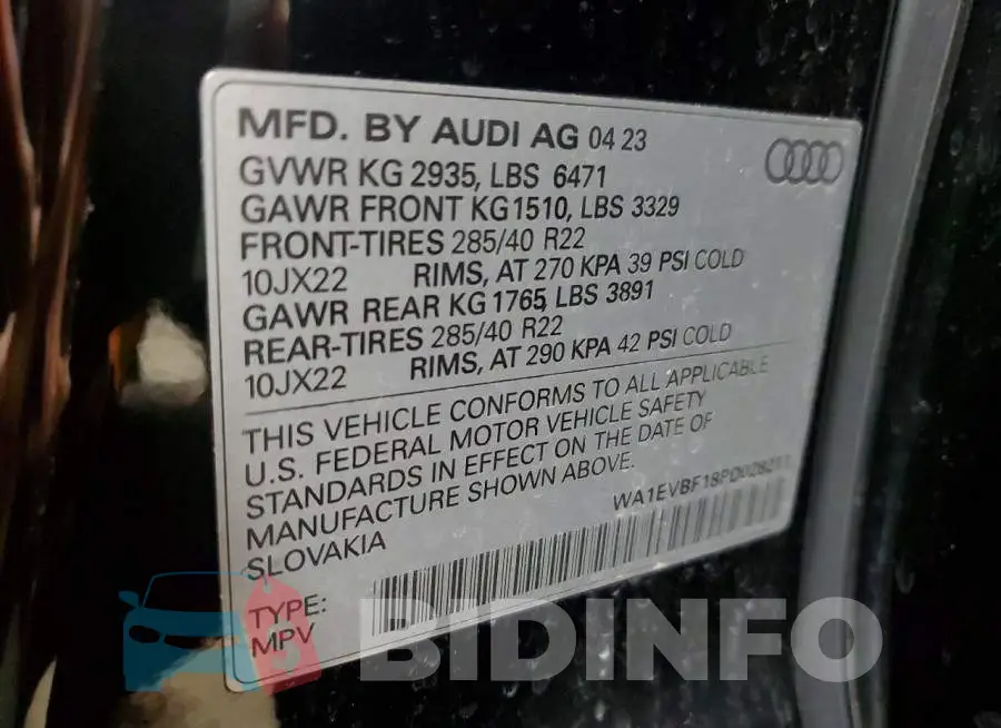 WA1EVBF18PD028211 Photo# 13