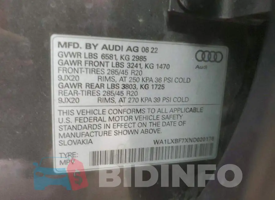 WA1LXBF7XND020176 Photo# 13