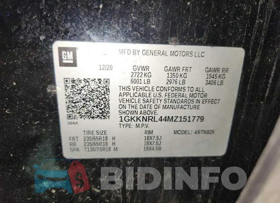 1GKKNRL44MZ151779 Photo# 13