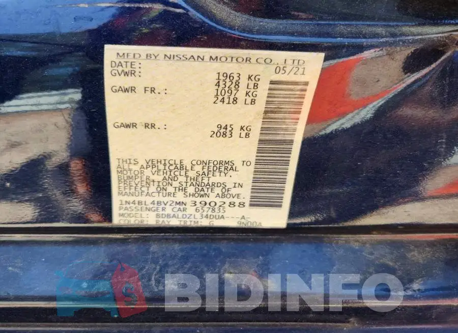 1N4BL4BV2MN390288 Photo# 12