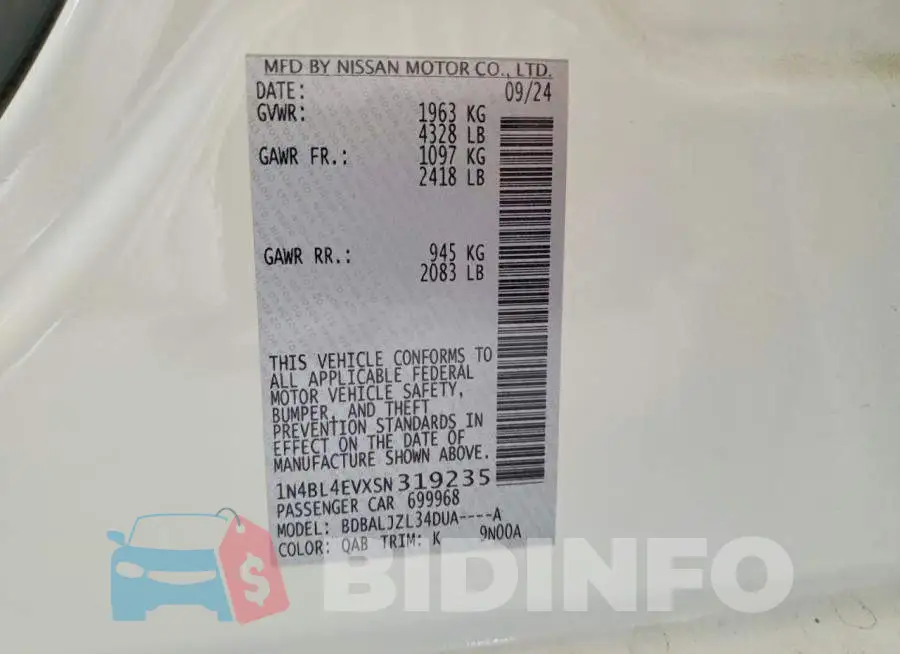 1N4BL4EVXSN319235 Photo# 13