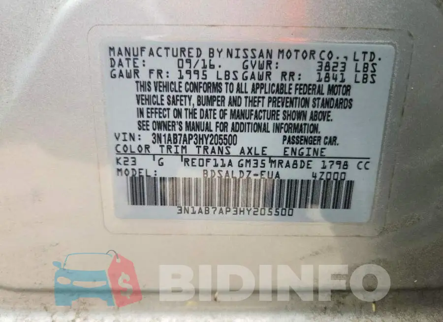 3N1AB7AP3HY205500 Photo# 12