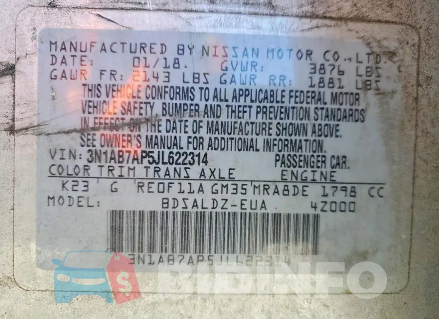 3N1AB7AP5JL622314 Photo# 12
