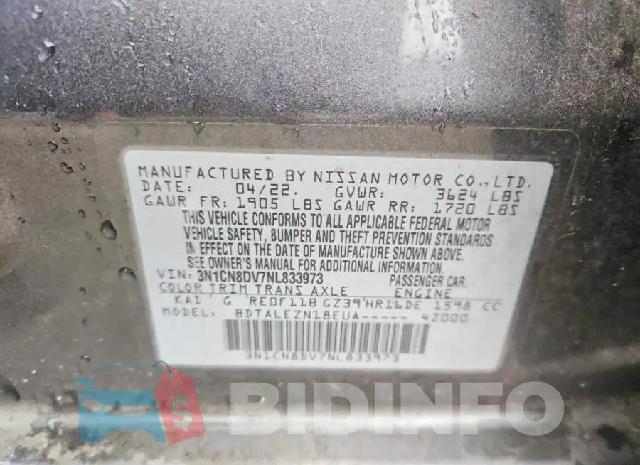3N1CN8DV7NL833973 Photo# 12
