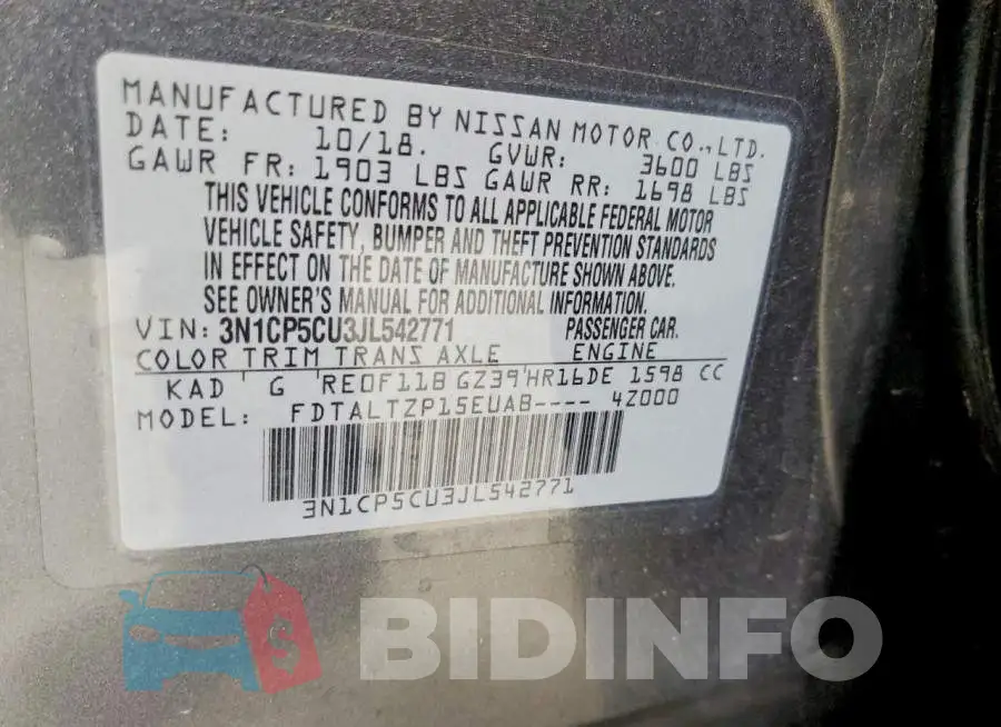 3N1CP5CU3JL542771 Photo# 13