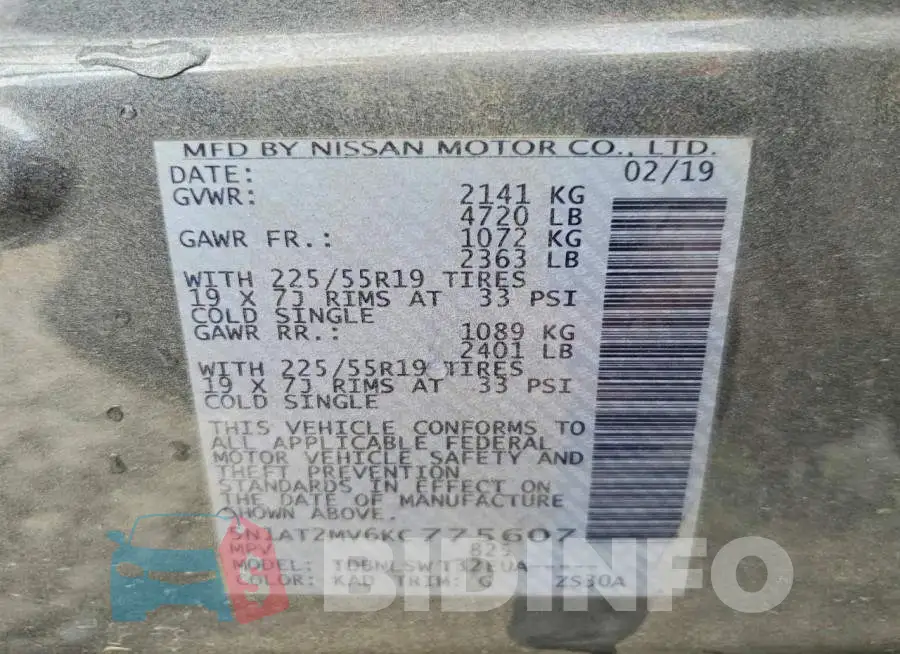 5N1AT2MV6KC775607 Photo# 13