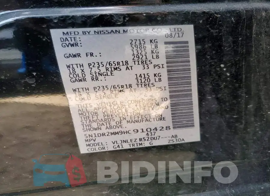 5N1DR2MM9HC910428 Photo# 13