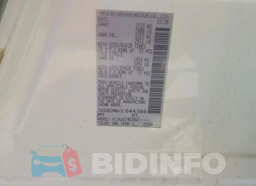 5N1DR2MNXJC644366 Photo# 13