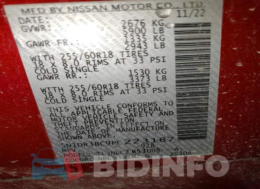 5N1DR3BC9PC223187 Photo# 13