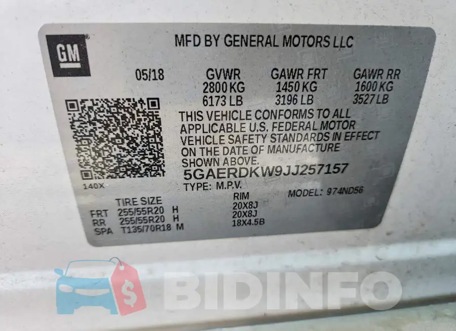 5GAERDKW9JJ257157 Photo# 13
