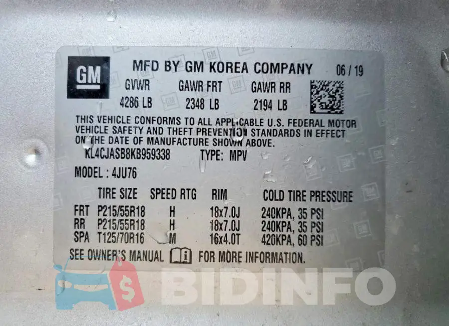 KL4CJASB8KB959338 Photo# 12