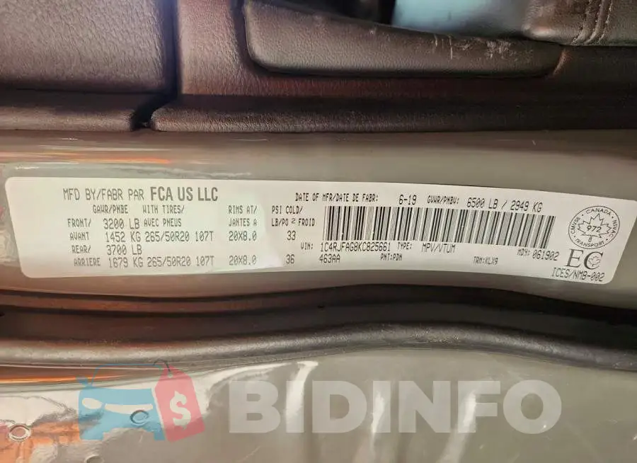 1C4RJFAG8KC825661 Photo# 14