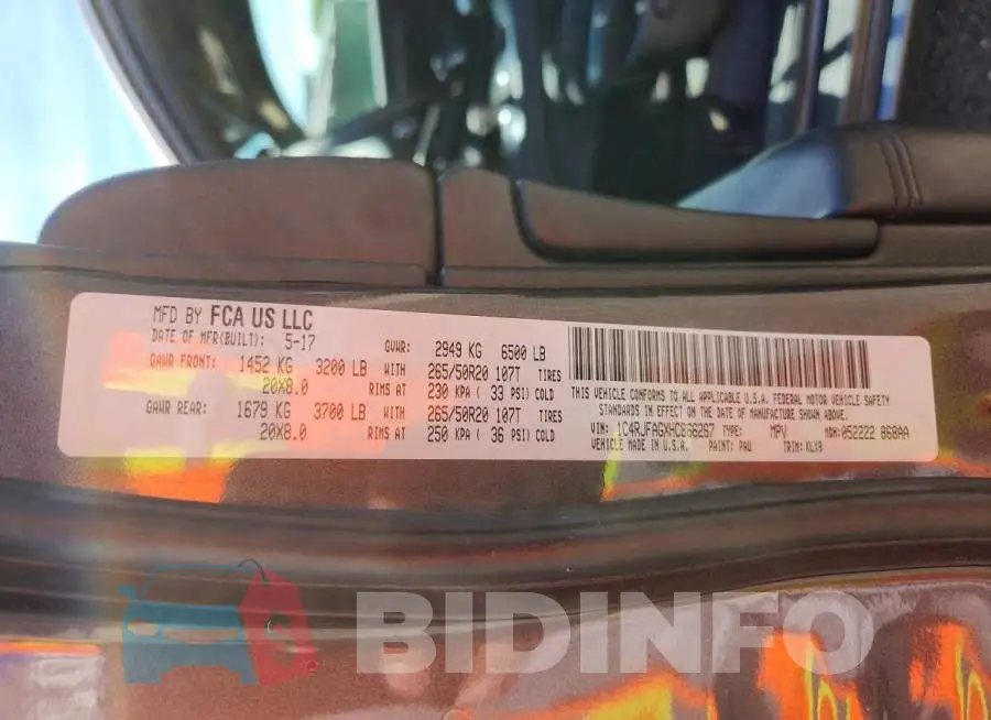 1C4RJFAGXHC866267 Photo# 13