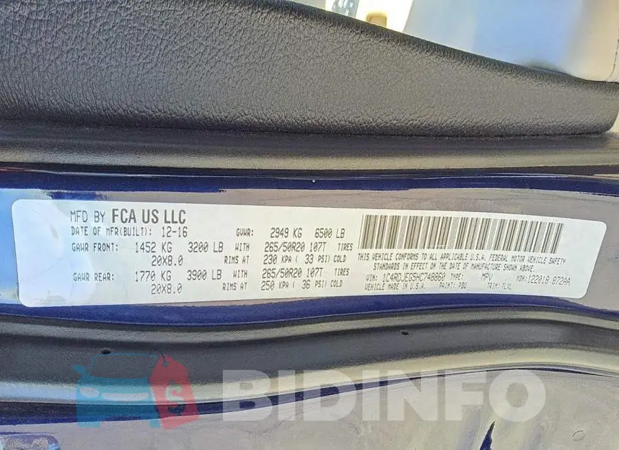 1C4RDJEG5HC748860 Photo# 13