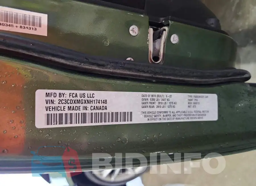2C3CDXMGXNH174148 Photo# 12
