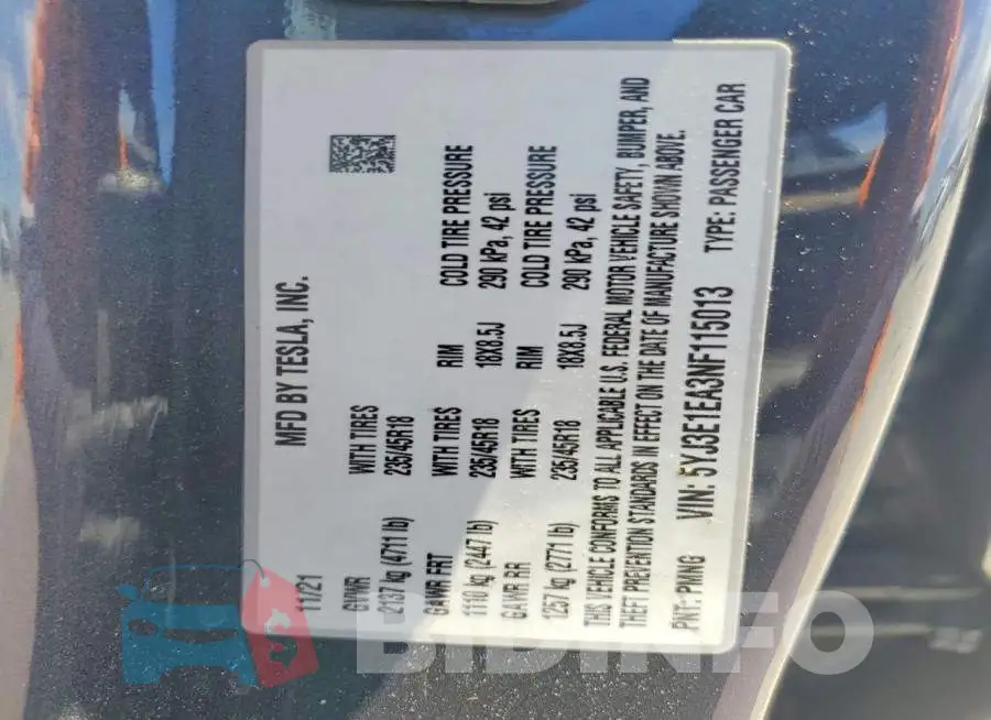 5YJ3E1EA3NF115013 Photo# 12