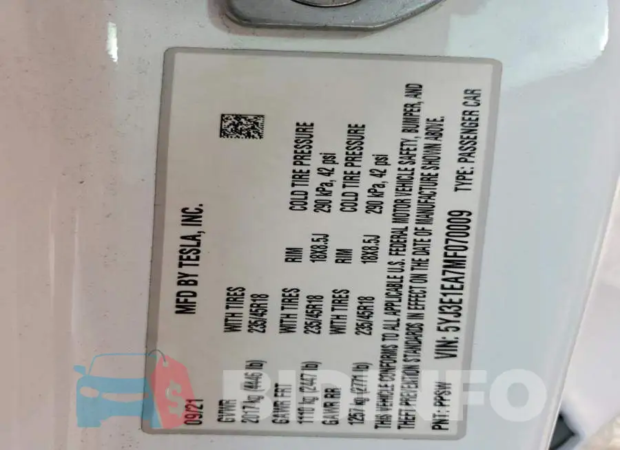 5YJ3E1EA7MF070009 Photo# 12
