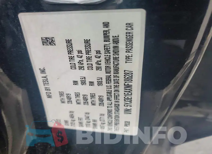 5YJ3E1EAXNF186287 Photo# 12