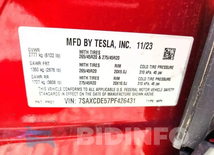 7SAXCDE57PF426431 Photo# 12