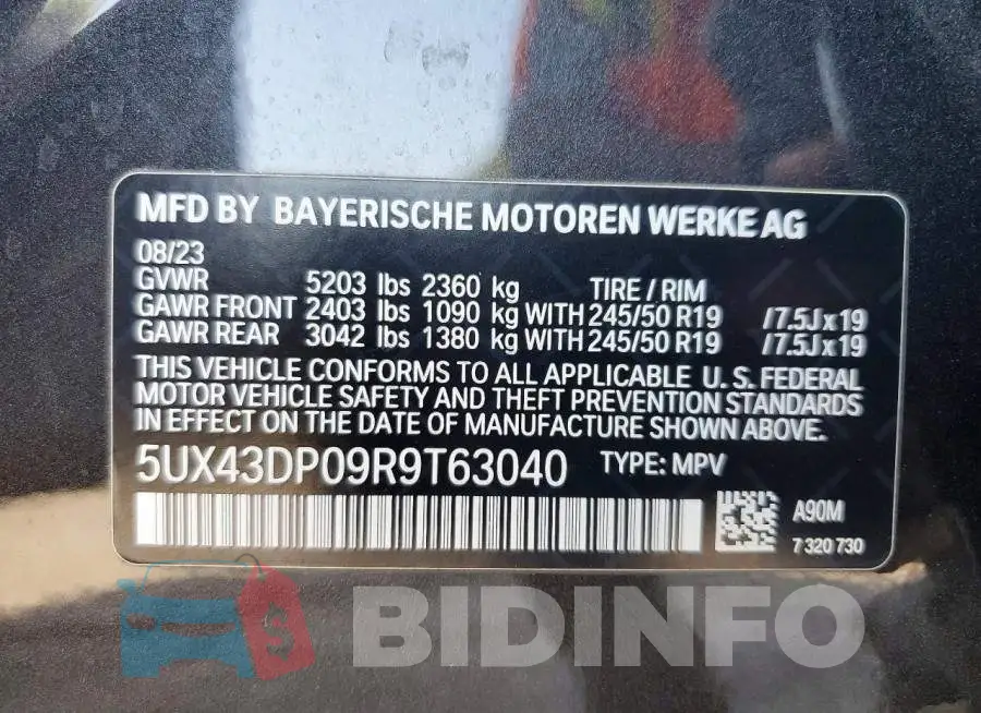 5UX43DP09R9T63040 Photo# 14