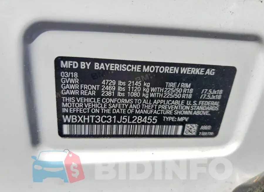 WBXHT3C31J5L28455 Photo# 13