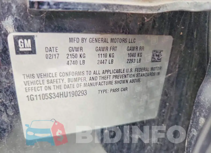 1G1105S34HU190293 Photo# 12