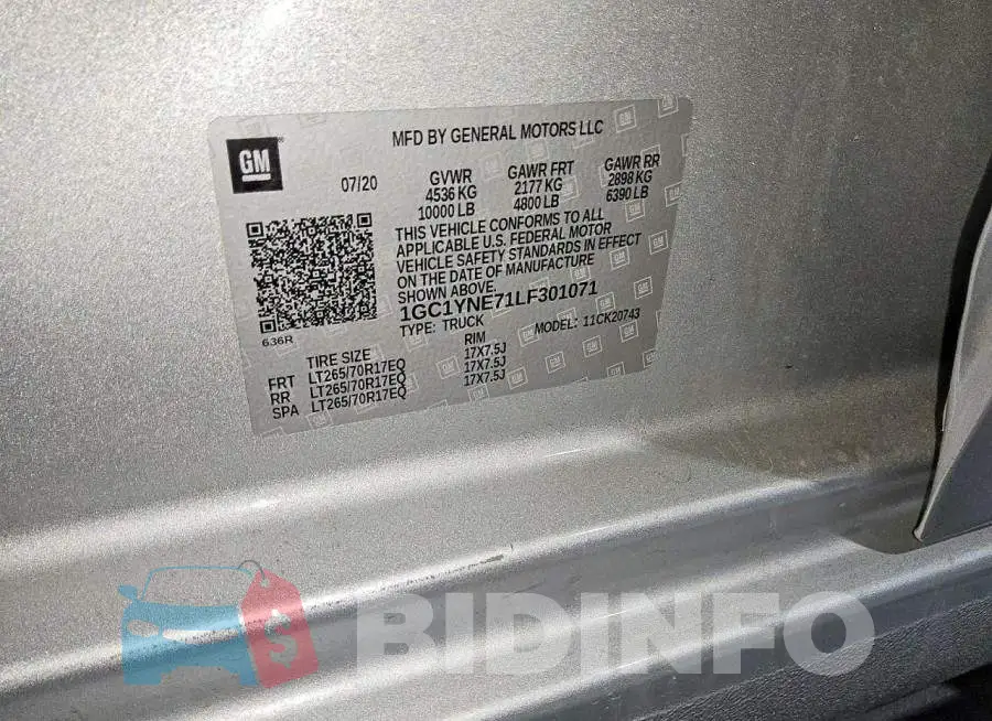 1GC1YNE71LF301071 Photo# 12