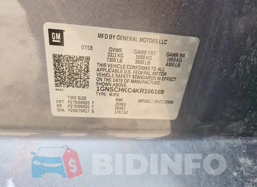 1GNSCHKC4KR106169 Photo# 14